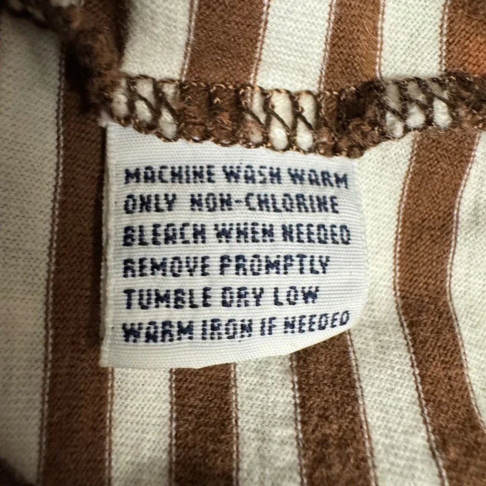 Polo Ralph Lauren Mens Large Brown White Striped Cotton Pocket Polo Shirt L